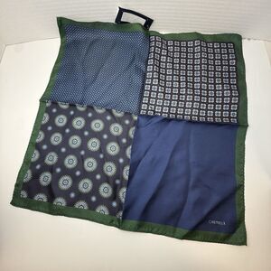 Cremieux Blue Green 4 Way 100% Silk Pocket Square New